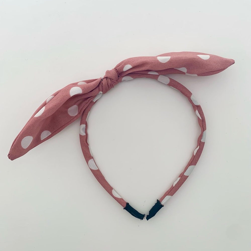 Cute pink dottie bow headband